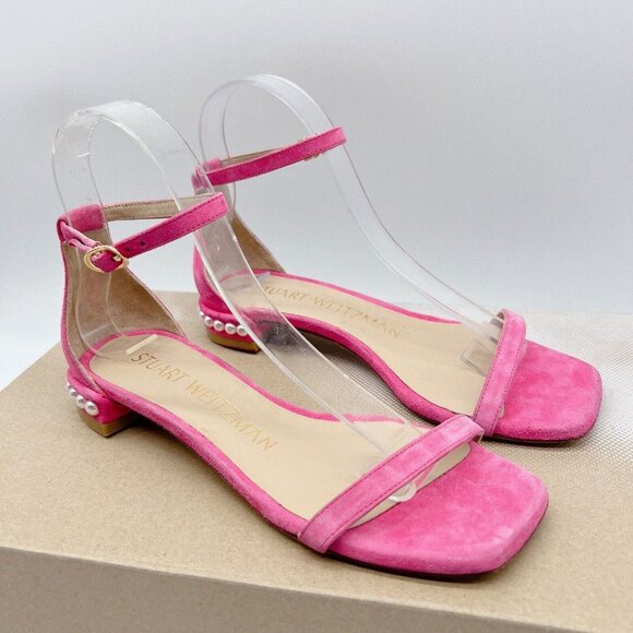 Stuart Weitzman 10 Nudistcurve Women’s Flat Sandals Pearl Fuchsia Pink US 5.5 - Picture 4 of 11